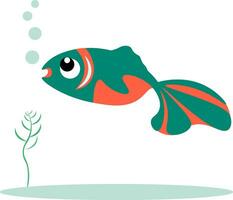 Grün und Orange farbig Fisch Vektor Illustration