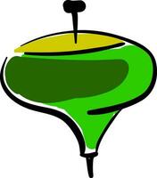 en grön spinning topp vektor eller Färg illustration