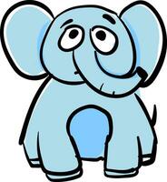 ein traurig Blau Elefant Vektor oder Farbe Illustration
