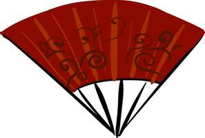 asiatisch rot Hand Fan, Vektor oder Farbe Illustration.