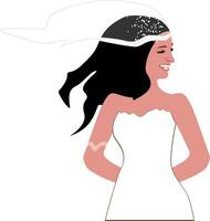 Braut süß mit ihr Kleid, Vektor oder Farbe Illustration.