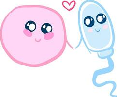kärlek mänsklig ägg cell och sperma, vektor eller Färg illustration.