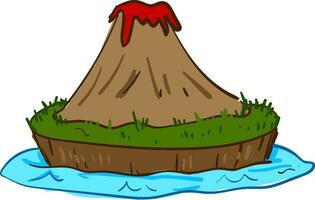 Clip Art von Insel Vulkan Eruption, Vektor oder Farbe Illustration.