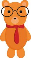 Clip Art von ein süß Teddy Bär tragen ein rot Krawatte und Brille Vektor oder Farbe Illustration