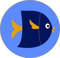 porträtt av en mörk blå fisk över blå bakgrund vektor eller Färg illustration