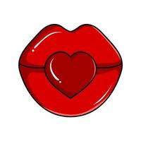 rot Lippen mit rot Liebe Illustration vektor