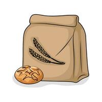 Mehl Brot Paket mit Gebäck Illustration vektor