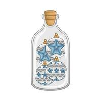 Star Blau Glocke im Flasche Glas Illustration vektor