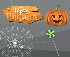 abstrakter Halloween-Tag 31. Oktober Kürbisspinne und Süßigkeitsvektor vektor