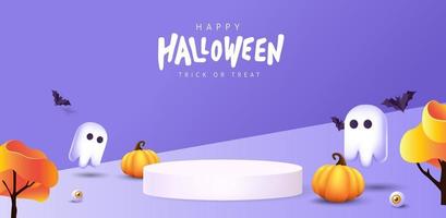 halloween bakgrundsdesign med produktdisplay cylindrisk form vektor