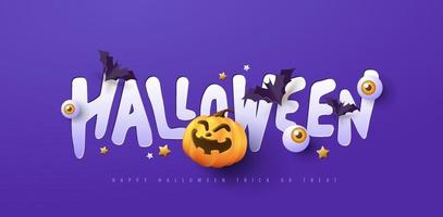 Halloween-Banner-Design mit festlichen Elementen der Typografie und Kürbisse vektor