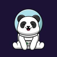 süßer Panda-Astronaut sitzend vektor