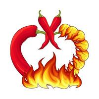 heiß Chili mit heiß Feuer Liebe Illustration vektor