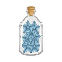 Star Blau im Flasche Glas Illustration vektor