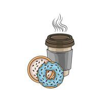 Krapfen Süss mit Tasse trinken Illustration vektor