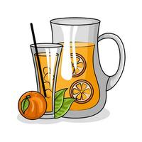 orange juice i tekanna med orange juice i glas dryck illustration vektor