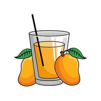 Mango Obst mit Saft Mango Illustration vektor