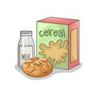 Müsli Kasten, Gebäck mit Milch Illustration vektor