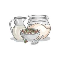 Müsli im Schüssel mit Milch Illustration vektor