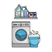Waschen Maschine mit Waschmittel Illustration vektor