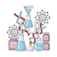 Chemie mit Bunsen Brenner Illustration vektor