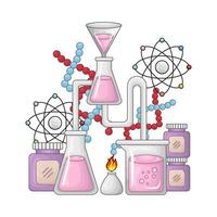 Chemie mit Bunsen Brenner Illustration vektor