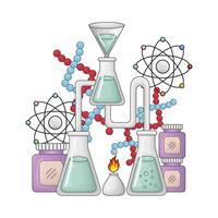 Chemie mit Bunsen Brenner Illustration vektor