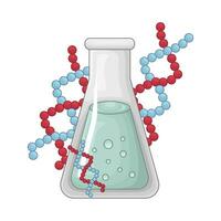 Labor Trank Flasche mit Molekül Illustration vektor