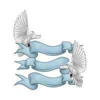blå band dekoration med fågel illustration vektor