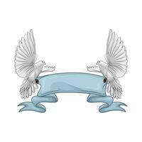 blå band dekoration med fågel illustration vektor