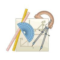 linjal med period i papper geometri illustration vektor