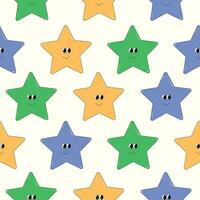 retro hippie häftig stjärnor sömlös mönster.y2k astetisk.sömlös mönster i trendig retro tecknad serie 70s stil vektor