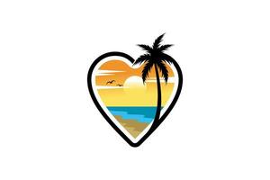 Vektor Palme Baum und Strand im Liebe, modern Liebe Strand Palme Baum Logo