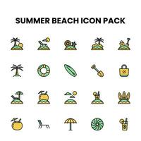 Sommer- Strand gefüllt Gliederung Symbol Pack vektor