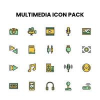 Multimedia gefüllt Gliederung Symbol Pack vektor