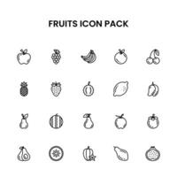 Früchte dünn Gliederung Symbol Pack vektor