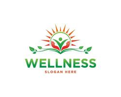 människor hälsa livsstil och wellness logotyp ikon design med grön blad symbol vektor mall.