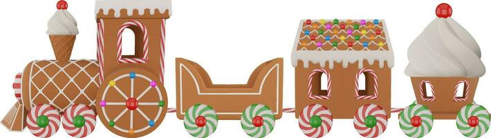 isoliert Lebkuchen Zug. Weihnachten Lebkuchen Zug mit Kekse und Süßigkeiten vektor