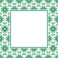 en fyrkant ram med grön och vit geometrisk mönster vektor