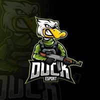Angry Duck bringt ak47 Gewehr für Team, E-Sport oder Gaming vektor