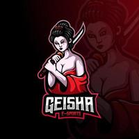 geisha maskotlogotyp för esport, spel eller lag vektor