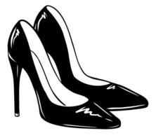 vektor illustration av modern kvinnors skor med hög hälar på en vit bakgrund. svart elegant skor stilett för logotyp design.