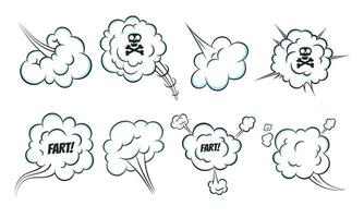 luktande popkonst serietidning tecknad fis moln platt stil design vektor illustration set.