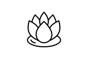 lotus blomma ikon. ikon relaterad till meditation, renhet, upplysning, och de uppvikning av andlig potential. linje ikon stil. enkel vektor design redigerbar