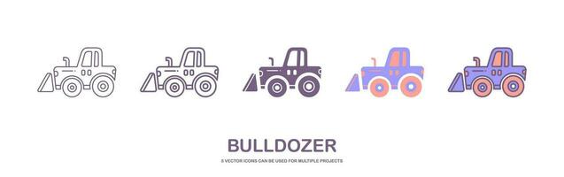 bulldozer ikon. tung spåras traktor med blad. vektor enkel platt grafisk illustration. de isolerat objekt på en vit bakgrund. isolerat på vit bakgrund.