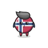 der gelangweilte Ausdruck süßer norwegischer Flaggenabzeichen vektor
