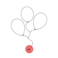Ballon Dekoration kontinuierlich Single Linie Gliederung Vektor Kunst Zeichnung und Illustration