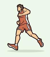 ein Mann Start Laufen Aktion Marathon- Läufer Karikatur Sport vektor