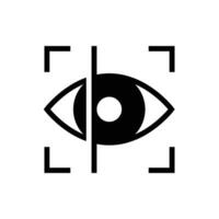 Auge Scan Symbol. einfach solide Stil. visuell Identität, Fokus, Sicht, Vision, Zukunft Technik, Retina Iris Scan Überprüfung, Technologie Konzept. schwarz Silhouette, Glyphe Symbol. Vektor Illustration isoliert.