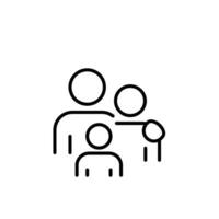 familj ikon. enkel översikt stil. föräldrar och barn, far, mor, unge, par, tillsammans begrepp. tunn linje symbol. vektor illustration isolerat.